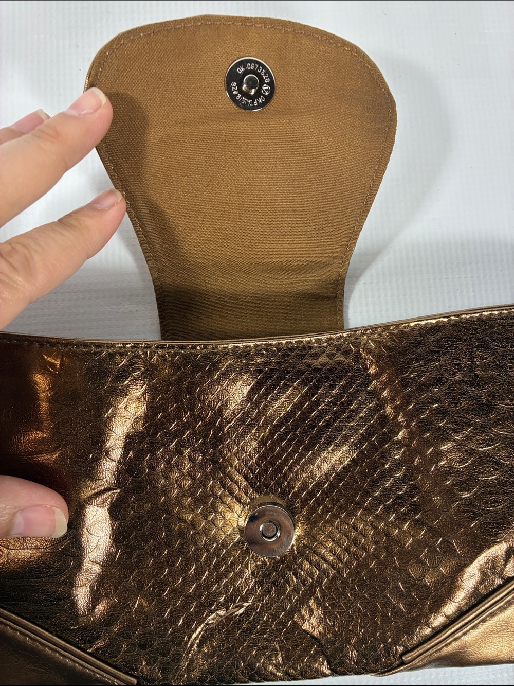 Metallic Bronze Wristlet Clutch - Women's Evening Bag - Picture 4 of 9